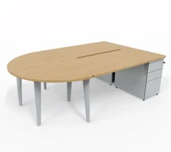 Ensemble 2 bureaux droits Evidence - l. 160 x pr. 80 cm + 2 caissons porteurs face à face + convivialité demi-lune