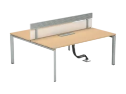 Ensemble 2 bureaux droits FrameOne II - l. 180 x pr. 78 cm - top access + 1 écran PMMA avec rail - piétement arche