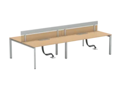 Ensemble 4 bureaux droits FrameOne II - l. 160 x pr. 78 cm - top access + 2 écrans mélaminé avec rail - piétement arche