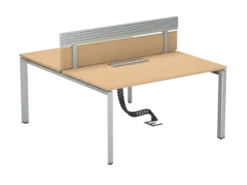 Ensemble 2 bureaux droits FrameOne II - l. 140 x pr. 78 cm - top access + 1 écran mélaminé avec rail - piétement arche
