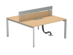 Ensemble 2 bureaux droits FrameOne II - l. 160 x pr. 78 cm - top access + 1 écran mélaminé avec rail - piétement arche