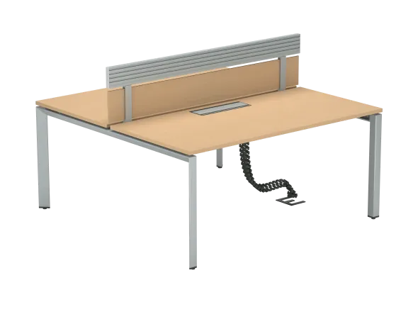 Ensemble 2 bureaux droits FrameOne II - l. 160 x pr. 78 cm - top access + 1 écran mélaminé avec rail - piétement arche