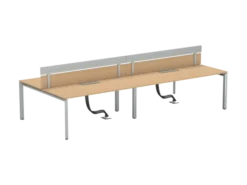Ensemble 4 bureaux droits FrameOne II - l. 180 x pr. 78 cm - top access + 2 écrans mélaminé avec rail - piétement arche