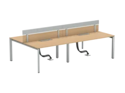 Ensemble 4 bureaux droits FrameOne II - l. 140 x pr. 78 cm - top access + 2 écrans mélaminé avec rail - piétement arche
