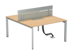 Ensemble 2 bureaux droits FrameOne II - l. 140 x pr. 78 cm - top access + 1 écran tissu avec rail - piétement arche