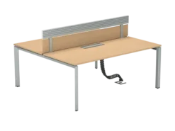 Ensemble 2 bureaux droits FrameOne II - l. 180 x pr. 78 cm - top access + 1 écran mélaminé avec rail - piétement arche