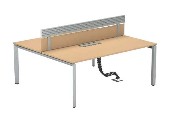 Ensemble 2 bureaux droits FrameOne II - l. 180 x pr. 78 cm - top access + 1 écran mélaminé avec rail - piétement arche
