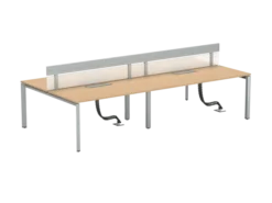 Ensemble 4 bureaux droits FrameOne II - l. 160 x pr. 78 cm - top access + 2 écrans PMMA avec rail - piétement arche