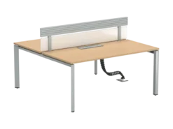 Ensemble 2 bureaux droits FrameOne II - l. 160 x pr. 78 cm - top access + 1 écran PMMA avec rail - piétement arche