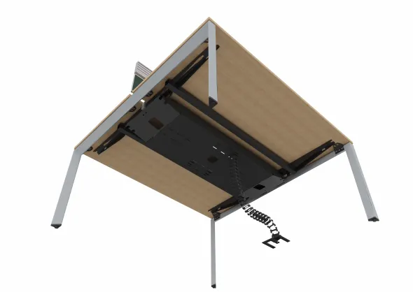 Ensemble 2 bureaux droits FrameOne II - l. 160 x pr. 78 cm - cm - top access + 1 écran tissu avec rail - piétement arche