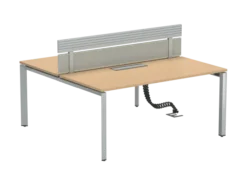Ensemble 2 bureaux droits FrameOne II - l. 160 x pr. 78 cm - cm - top access + 1 écran tissu avec rail - piétement arche