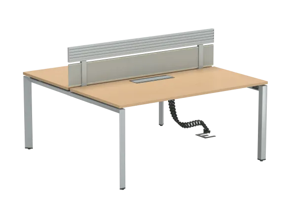 Ensemble 2 bureaux droits FrameOne II - l. 160 x pr. 78 cm - cm - top access + 1 écran tissu avec rail - piétement arche
