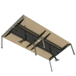 Ensemble 4 bureaux droits FrameOne II - l. 180 x pr. 78 cm - top access + 2 écrans PMMA avec rail - piétement arche