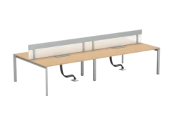 Ensemble 4 bureaux droits FrameOne II - l. 180 x pr. 78 cm - top access + 2 écrans PMMA avec rail - piétement arche