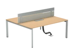 Ensemble 2 bureaux droits FrameOne II - l. 180 x pr. 78 cm - cm - top access + 1 écran tissu avec rail - piétement arche