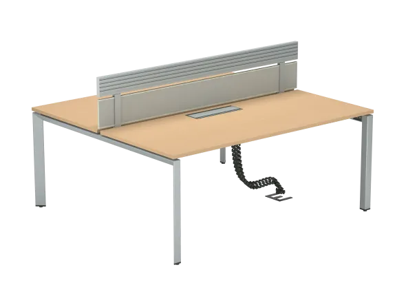 Ensemble 2 bureaux droits FrameOne II - l. 180 x pr. 78 cm - cm - top access + 1 écran tissu avec rail - piétement arche