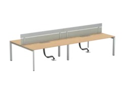 Ensemble 4 bureaux droits FrameOne II - l. 180 x pr. 78 cm - top access + 2 écrans tissu avec rail - piétement arche