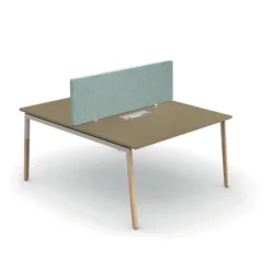 Ensemble 2 bureaux droits Nouvelle Vague - top access - l. 120 x pr. 79,5 cm + écran tissu - pieds bois