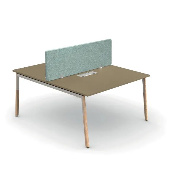 Ensemble 2 bureaux droits Nouvelle Vague - top access - l. 120 x pr. 79,5 cm + écran tissu - pieds bois