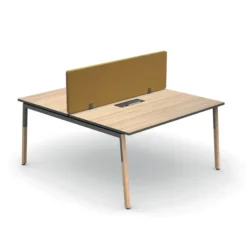 Ensemble 2 bureaux droits Nouvelle Vague - top access - l. 140 x pr. 79,5 cm + écran tissu - pieds bois