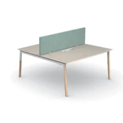 Ensemble 2 bureaux droits Nouvelle Vague - top access - l. 180 x pr. 79,5 cm + écran tissu - pieds bois