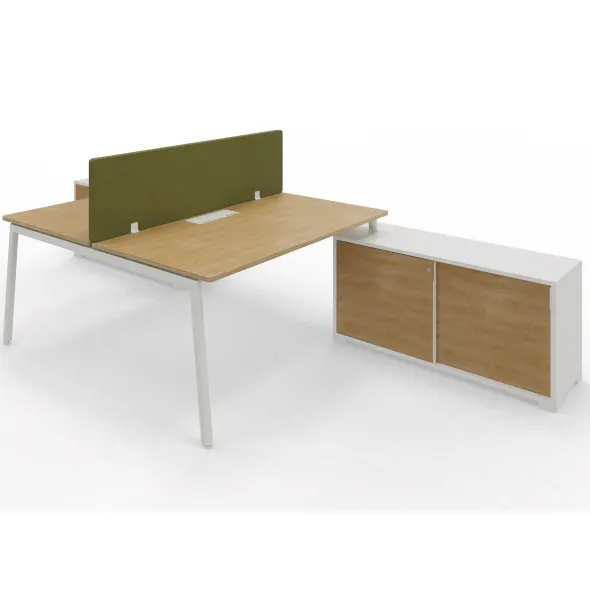 Ensemble 2 bureaux droits Nouvelle Vague top access -l 160 x pr 79,5 cm + meuble ptes coulissantes + écran -pieds métal