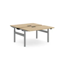 Ensemble 2 bureaux droits Possilio - l. 140 x pr. 80 cm réglage en hauteur électrique - trappe -