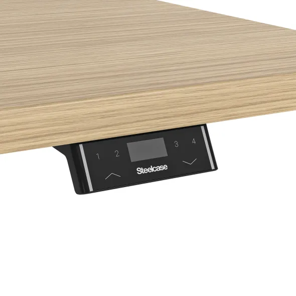 Ensemble 2 bureaux droits Possilio - l. 140 x pr. 80 cm réglage en hauteur électrique - trappe -