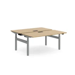 Ensemble 2 bureaux droits Possilio - l. 160 x pr. 80 cm réglage en hauteur électrique - trappe -