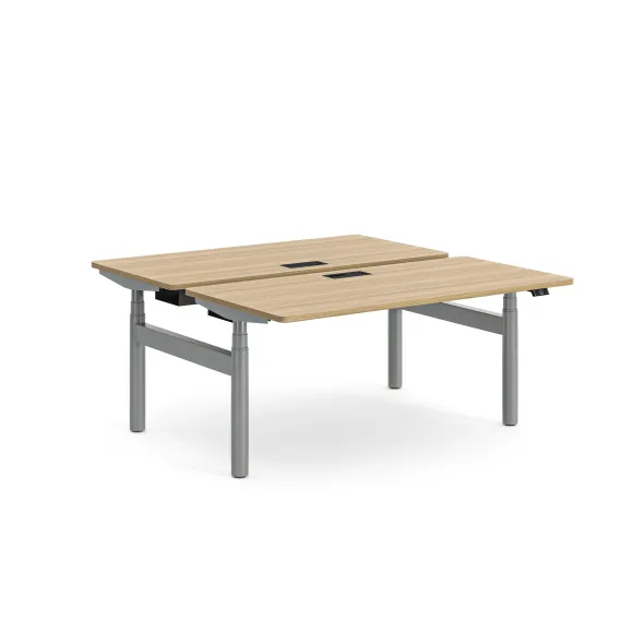Ensemble 2 bureaux droits Possilio - l. 160 x pr. 80 cm réglage en hauteur électrique - trappe -
