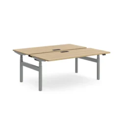 Ensemble 2 bureaux droits Possilio - l. 180 x pr. 80 cm réglage en hauteur électrique - trappe -