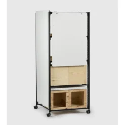 Ensemble complet Pixel sur rayonnage mobile : 1 rayonnage mobile L, 12 boîtes, (8 grande ouverture), 6 coussins tissu