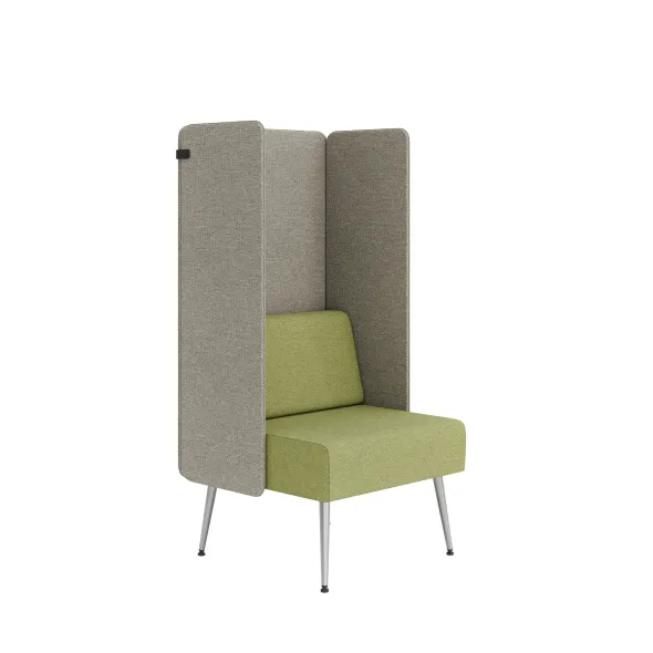 Espace de confidentialité 1 place Modul@ - l. 73 x h. 140 x pr. 73 cm - tissu N - pieds métal