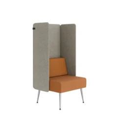 Espace de confidentialité 1 place Modul@ - l. 73 x h. 140 x pr. 73 cm - textile enduit - pieds métal