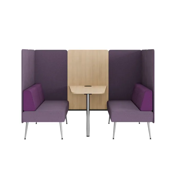 Espace de réunion 4 places Modul@ - l. 206 x h. 140 x pr. 130 cm - tissu D - pieds métal - avec table électrifiée