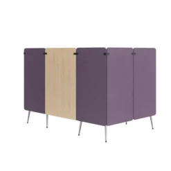 Espace de réunion 4 places Modul@ - l. 206 x h. 140 x pr. 130 cm - tissu D - pieds métal - avec table électrifiée