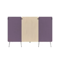 Espace de réunion 4 places Modul@ - l. 206 x h. 140 x pr. 130 cm - tissu D - pieds métal - avec table électrifiée
