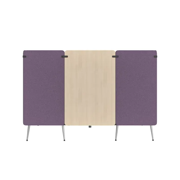 Espace de réunion 4 places Modul@ - l. 206 x h. 140 x pr. 130 cm - tissu D - pieds métal - avec table électrifiée