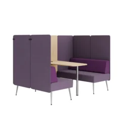 Espace de réunion 4 places Modul@ - l. 206 x h. 140 x pr. 130 cm - tissu D - pieds métal - avec table électrifiée