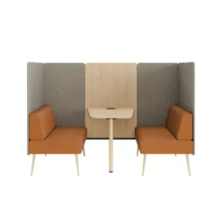 Espace de réunion 4 places Modul@ - l. 206 x h. 140 x pr. 130 cm - textile enduit - pieds chêne vernis naturel -