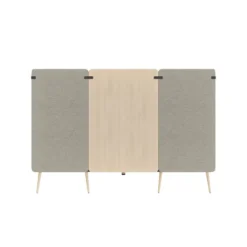 Espace de réunion 4 places Modul@ - l. 206 x h. 140 x pr. 130 cm - textile enduit - pieds chêne vernis naturel -