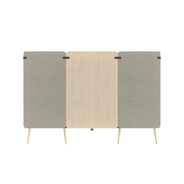 Espace de réunion 4 places Modul@ - l. 206 x h. 140 x pr. 130 cm - textile enduit - pieds chêne vernis naturel -