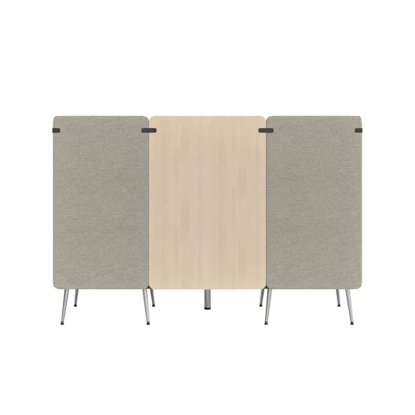 Espace de réunion 2 places Modul@ - l. 206 x h. 140 x pr. 66 cm - textile enduit - pieds métal - avec table