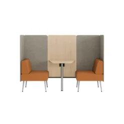 Espace de réunion 2 places Modul@ - l. 206 x h. 140 x pr. 66 cm - textile enduit - pieds métal - avec table