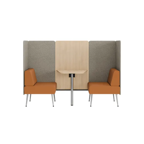 Espace de réunion 2 places Modul@ - l. 206 x h. 140 x pr. 66 cm - textile enduit - pieds métal - avec table