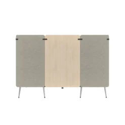 Espace de réunion 4 places Modul@ - l. 206 x h. 140 x pr. 130 cm - tissu N - pieds métal - avec table