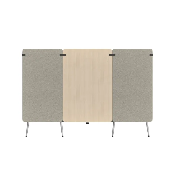 Espace de réunion 4 places Modul@ - l. 206 x h. 140 x pr. 130 cm - tissu N - pieds métal - avec table