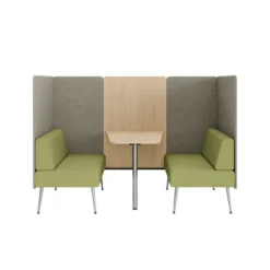Espace de réunion 4 places Modul@ - l. 206 x h. 140 x pr. 130 cm - tissu N - pieds métal - avec table