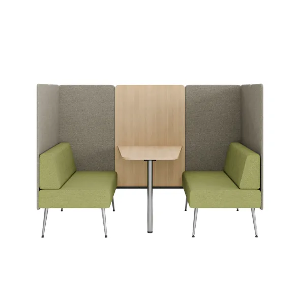 Espace de réunion 4 places Modul@ - l. 206 x h. 140 x pr. 130 cm - tissu N - pieds métal - avec table