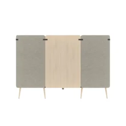 Espace de réunion 4 places Modul@ - l. 206 x h. 140 x pr. 130 cm - tissu N - pieds chêne vernis naturel - avec table